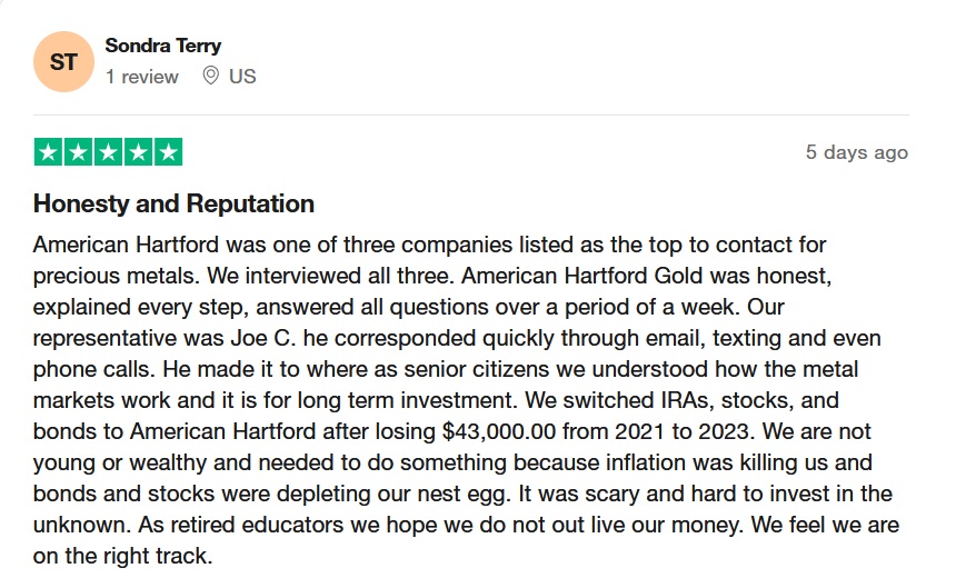 American hartford gold trustpilot